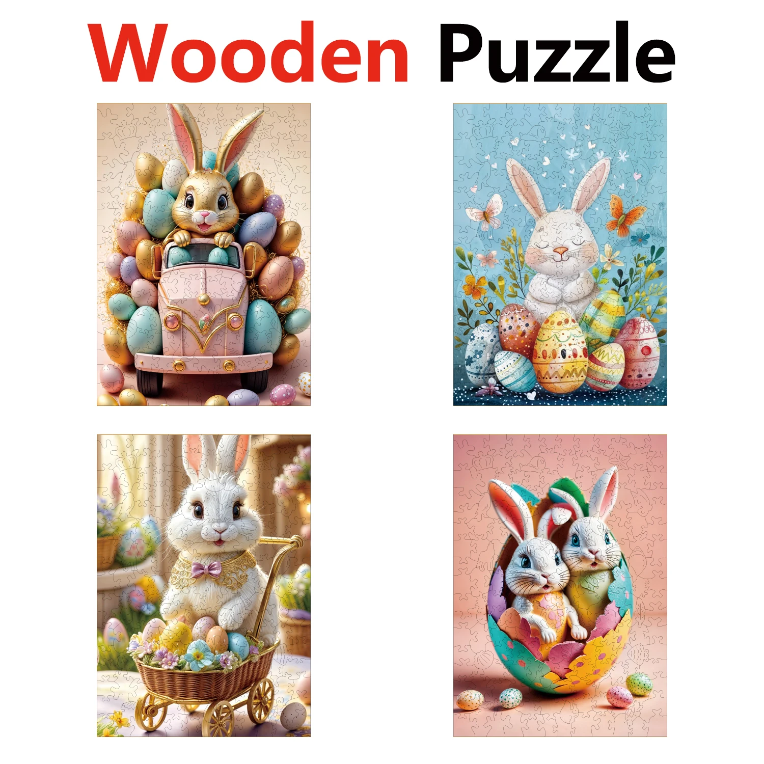 

Car Rabbit Egg Basket Animal Puzzles High Quality Jigsaw Puzzle Wooden Puzzle Best Christmas Gift