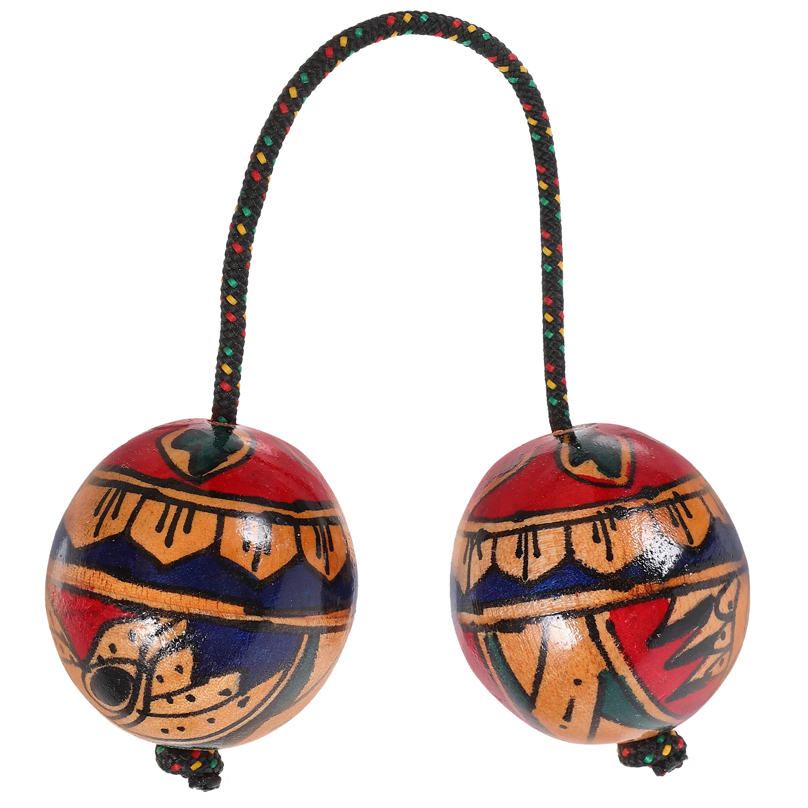 

Indonesian Hand-painted Rhythm Maracas Style Shaking Double Balls Musical Instruments Accessories Percussion Wood Sand Hammer