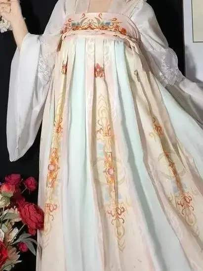 Verão antigo chinês tradicional floral bordado verde fada hanfu vestido conjunto para mulheres cosplay palco festa traje tang terno