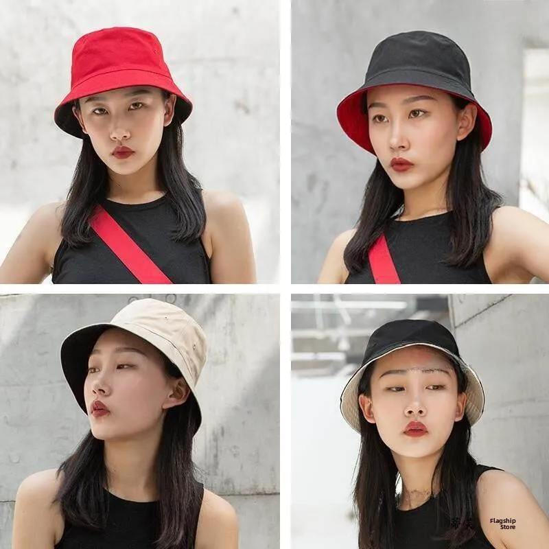 Women's Fishing Cap Short  Foldable Summer Sun Protection Cotton Bucket Hat Versatile Artistic Korean Style Light Weight