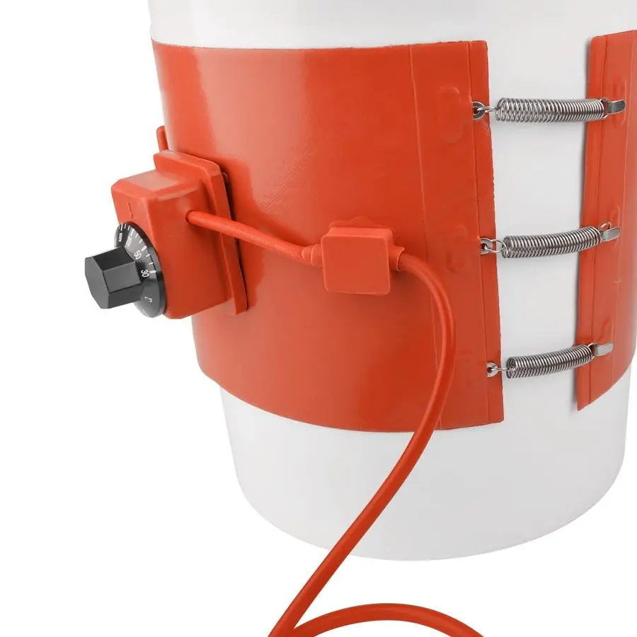 سخان الطبل، سخان دلو طبل 5 جالون 120 فولت 800 وات شريط تسخين معزول مع وحدة تحكم في درجة الحرارة للبلاستيك المعدني والعسل Buc