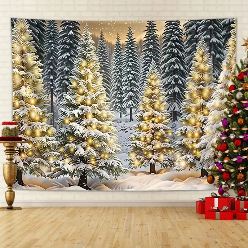 VIKAMA Fairy Tale Snow Village Christmas Tapestry Background Cloth Wall Decoration Living Room Background Wall Room Decoration