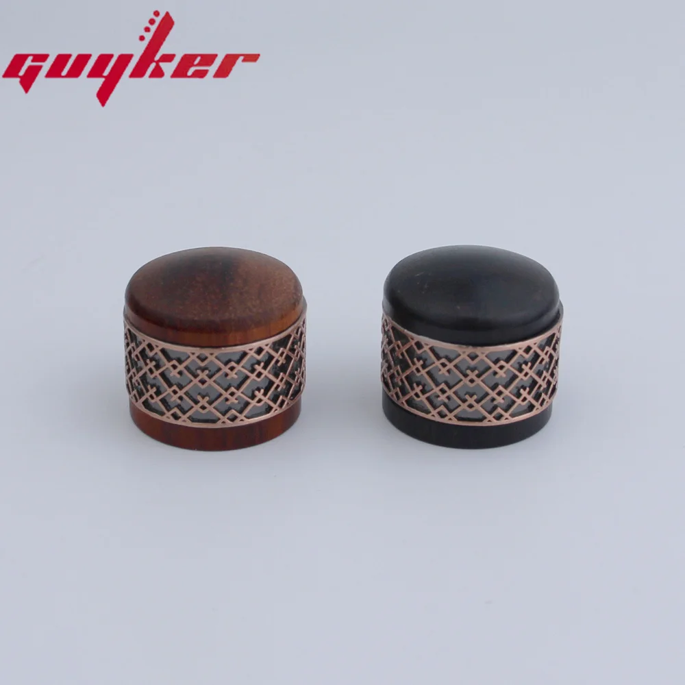 1 Pcs Red Sandalwood/Ebony Potentiometer Knob Antique Silver or Gold Window Decorations Around Potentimeter Knob Guitar Bass