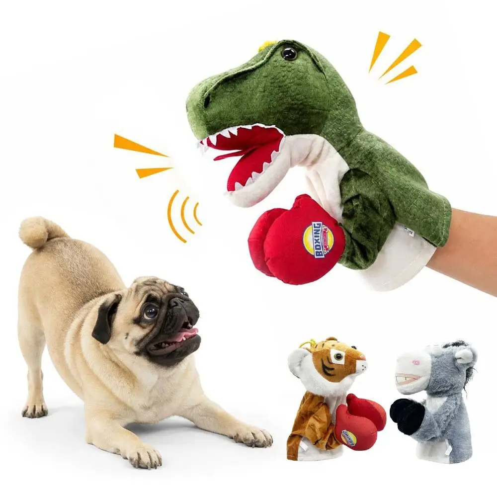 Creative Punching Hand Puppet Animal with Sound Tricky Interactive Animal Boxing Puppet for Gift