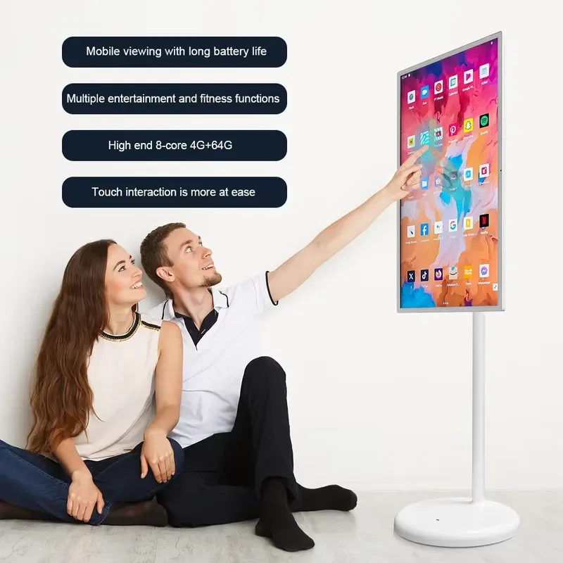 BOLRZO 27-Inch portable smart screen with LED backlit LCD screen, supports WiFi IPTV, Android system, suitable for office,