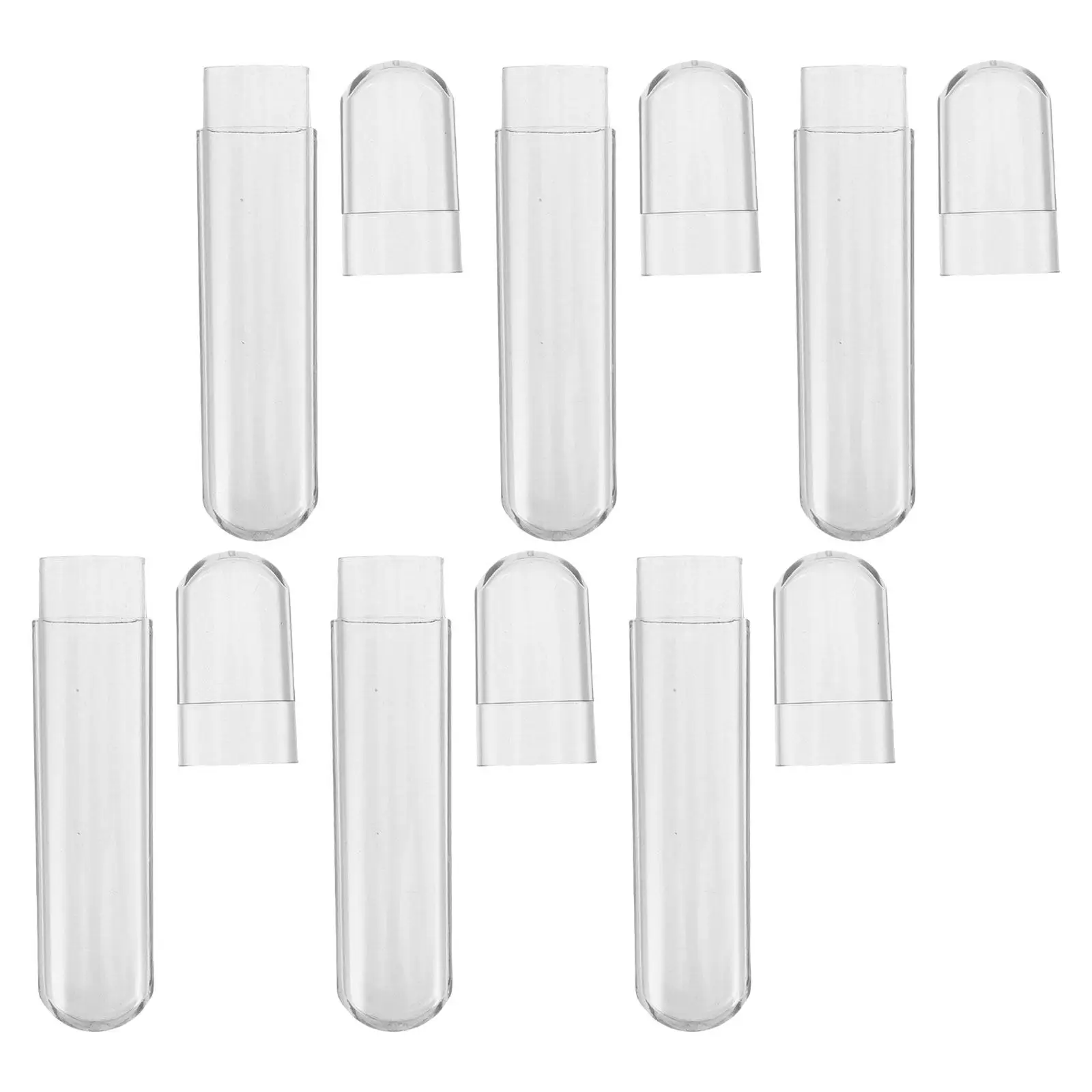 6Pcs Eyelash Tweezer Storage Case Transparent Oval Tube Cap Lash Extensions Tool Organizer Plastic Tweezers Holder Salon Travel