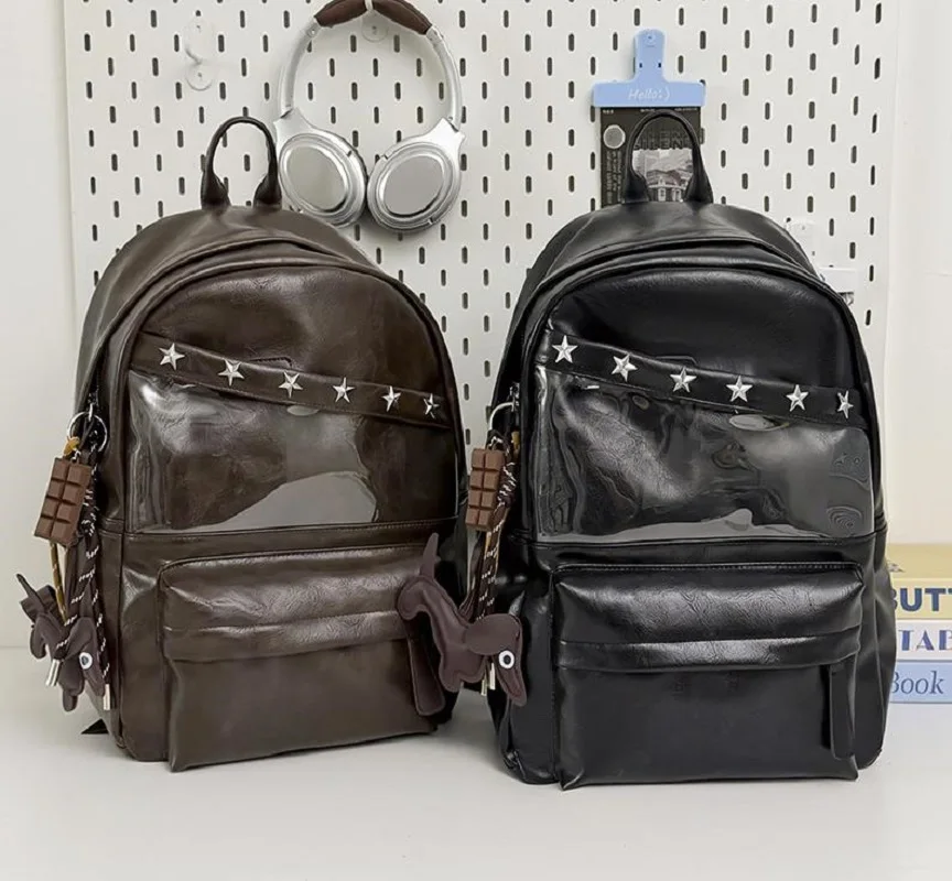 New Korean Fashion Women's High Quality Soft Leather Travel Backpacks Vintage Large Capacity Shoulder Bags Notebook School Bag