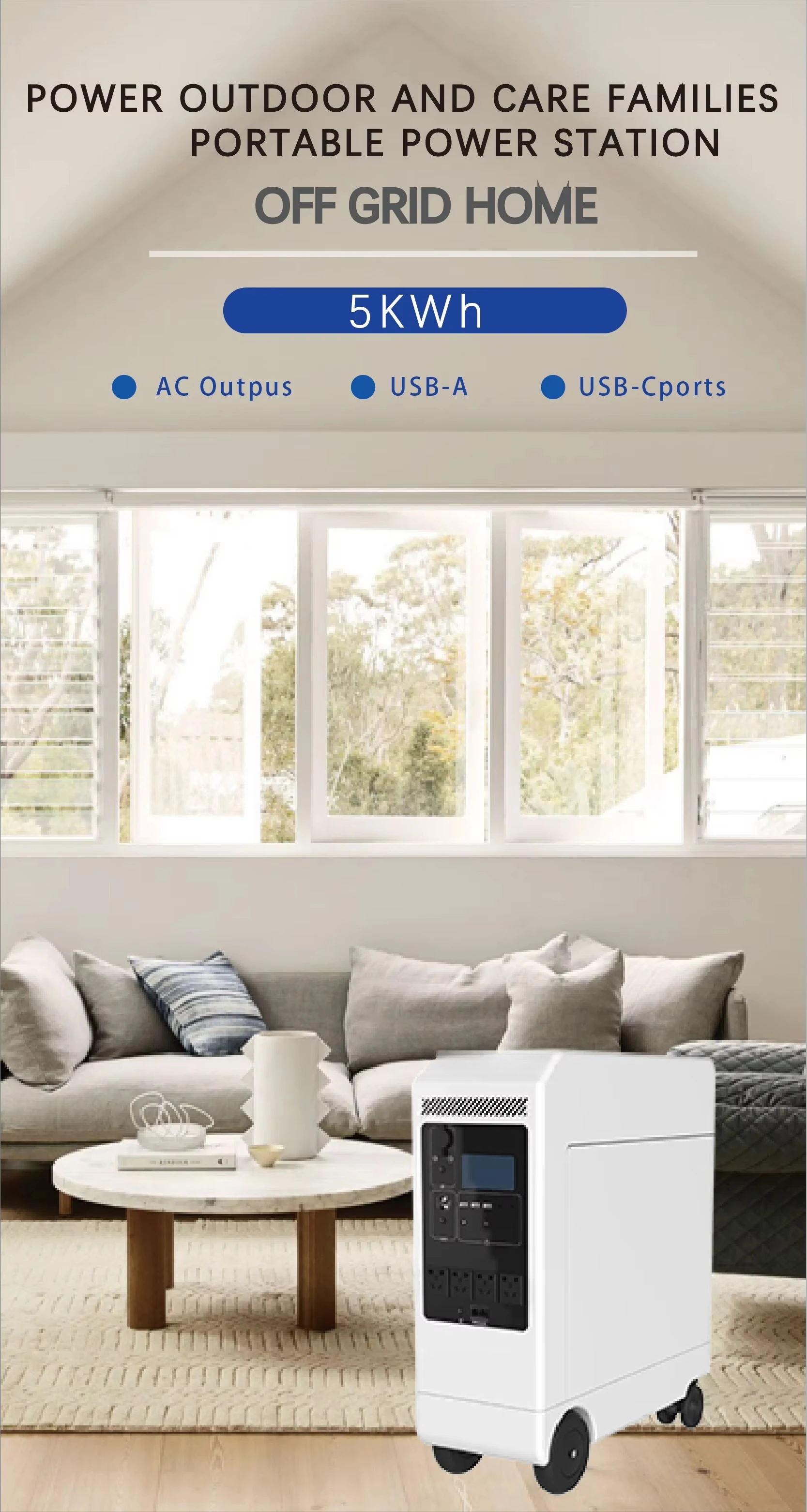 Tycorun Family Outdoor Storage Power 110V/220V AC Portable Energy System with USB Power Bank Power Station