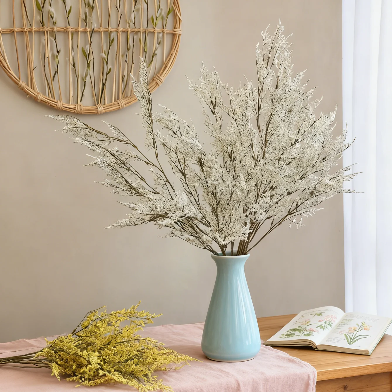 Künstliche Seidenblumen: Liebesgras für Heim- und Bürodekoration, Garten, Rasen, Hochzeit, Brautkranz, Bogen, Bouquet – Bestseller-Requisite – Detail 2