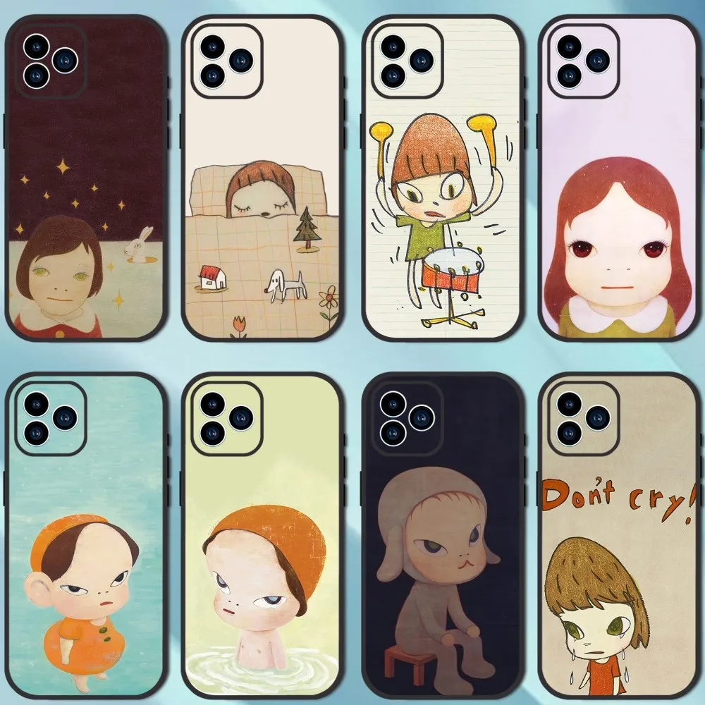 Yoshitomo Nara art painting Phone Case For iPhone 13 12 11 14 15 Pro XS Max XR X 8 7 6S 6 Plus Soft Back case