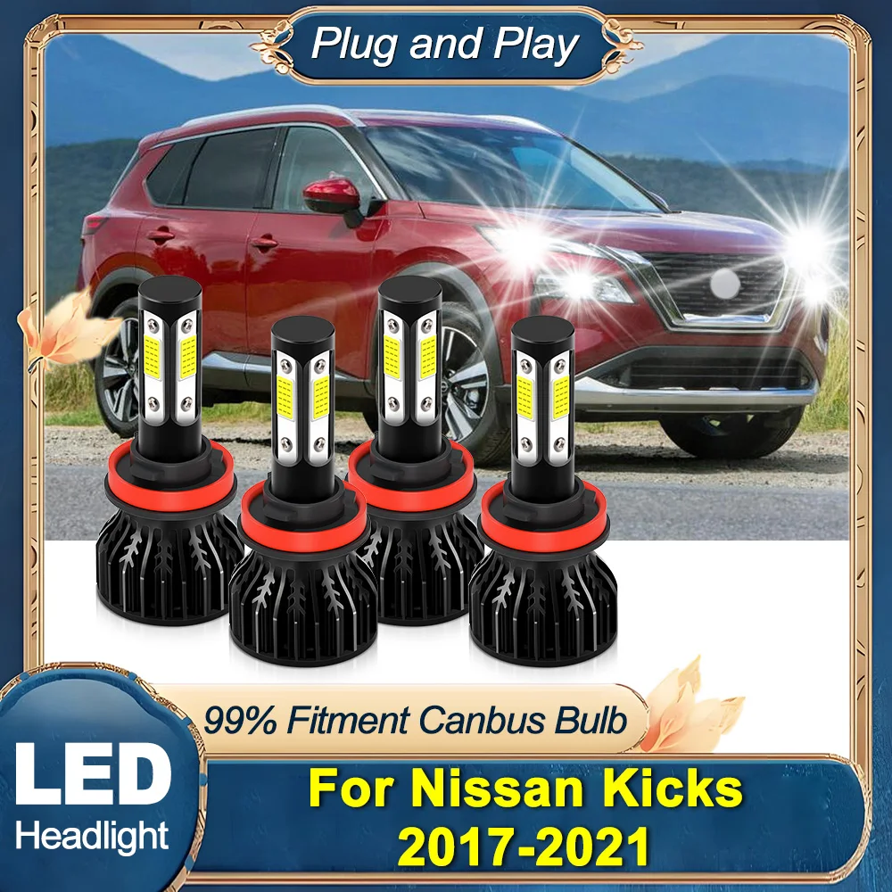 

Car LED Headlight 6000K White COB Chips 30000LM High Low Beam Headlamp Super Bright For Nissan Kicks 2017-2020 2021 Car Light