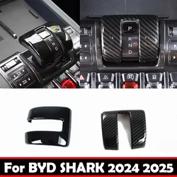 For BYD SHARK 2024 2025 ABS Carbon Fiber gear Shift Knob Decoration Cover Car Gear Lever Head Trims Interior Auto Accessories