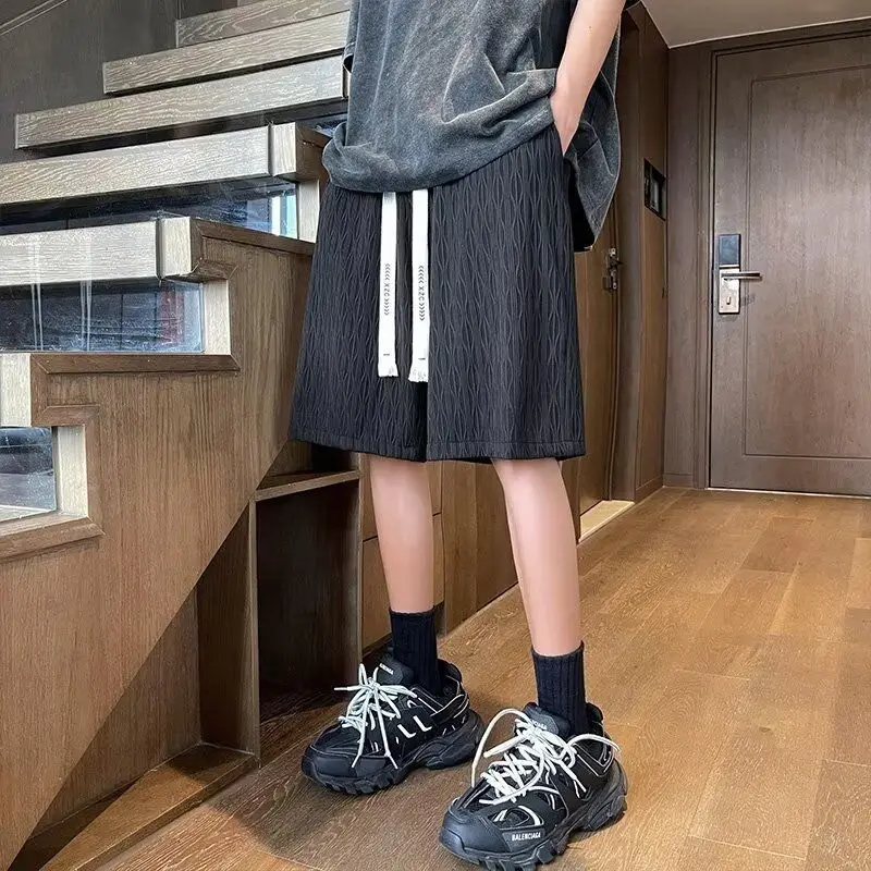 

Summer Men's White Casual Shorts Thin Fold Design Beach Loose Shorts Made of Breathable Ice Silk for Outdoor Comfort