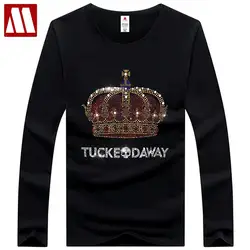 New Crown Rhinestones T Shirts Men Brand Fashion Man Streetwear O Neck Tee Shirt Slim Diamond Black Cotton Tshirts Plus Size 5XL