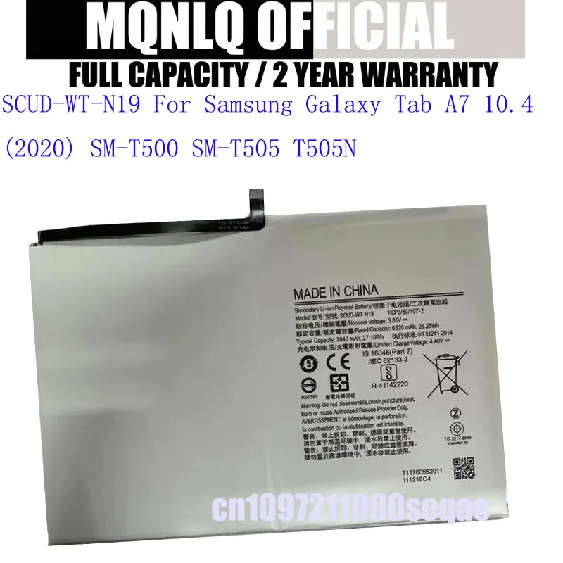 

Tablet Battery SCUD-WT-N19 Battery For Samsung Galaxy Tab A7 10.4 (2020) SM-T500 SM-T505 T505N Bateria Batteries