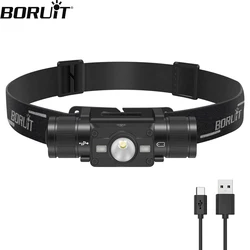 BORUiT HP300/500 LED Headlamp 7-Modes Powerful Waterproof Headlight USB Rechargeable 18650 For Outdoor Camping Emergency Lantern