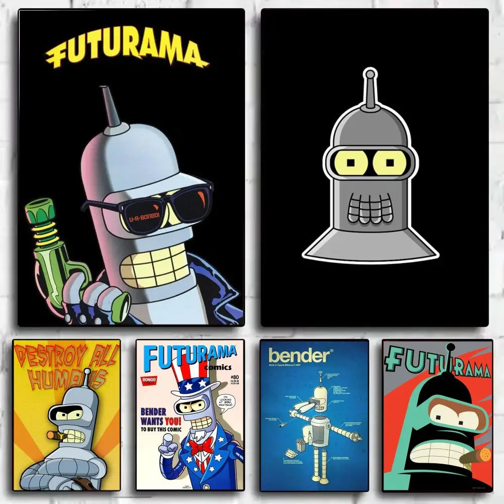 Cartoon  F-Futurama Bender Poster Decorative Wall Art Print Poster Room Decoration Bedroom Home Office Gift Idea