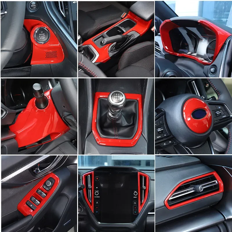 Car Interior Kit For Subaru WRX 2022-2024 ABS Red Dashboard Console Gear Shift Panel Decoration Cover Trim Stickers