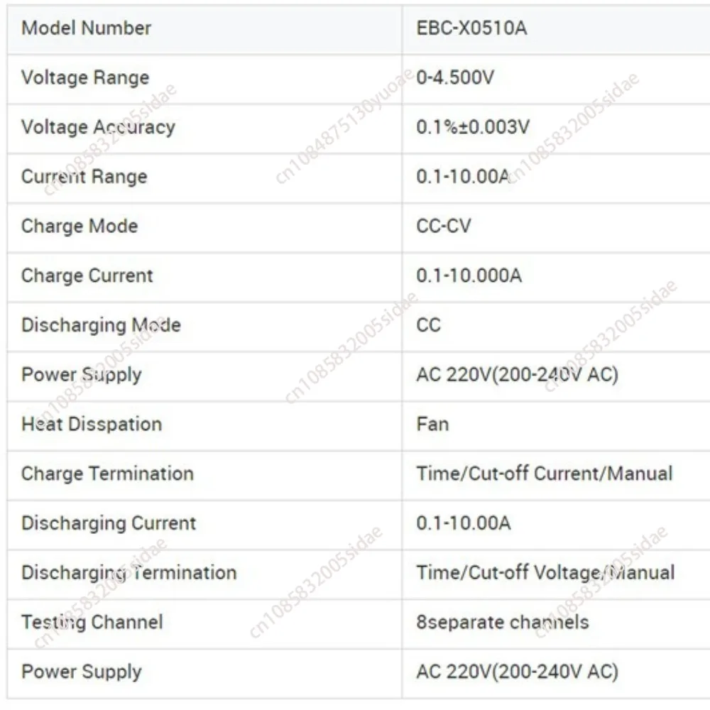 NEW 8-channel 18650 lithium battery capacity tester charge and discharge 10A cycle aging test EBC-X