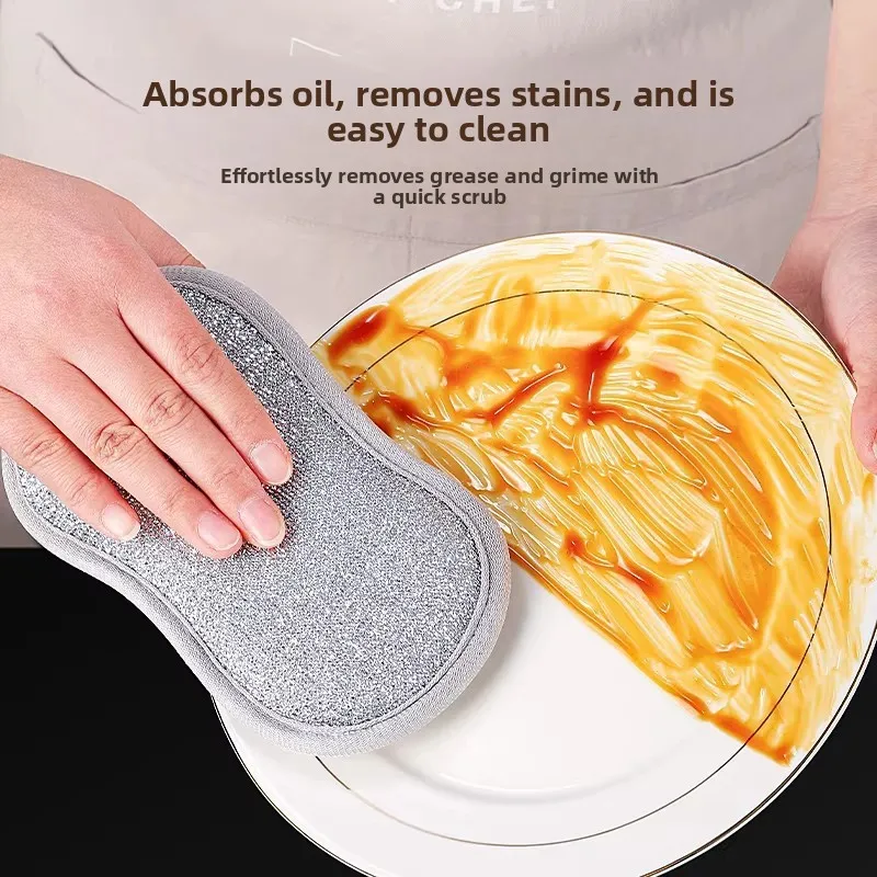 Steel wire dishwashing cloth, non-greasy, kitchen-specific cleaning cloth, a must-have for washing dishes, double-sided, thicken
