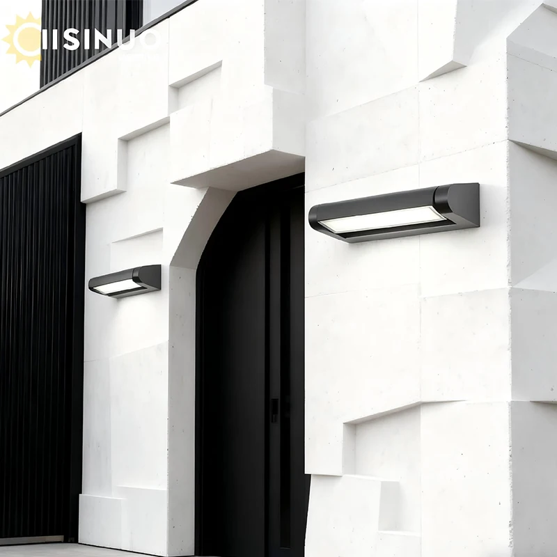 الألومنيوم الجدار الخارجي مصباح مقاوم للماء ضوء الشرفة زاوية قابلة للتعديل 350 °   الشمعدان الشريط الطويل لحديقة شرفة فناء فيلا دي