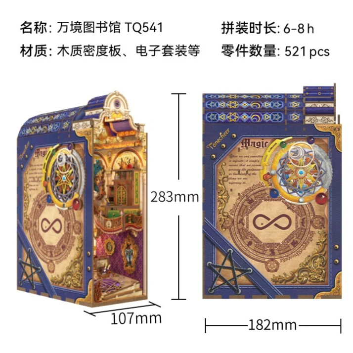 Tonecheer Wenetian Dreams DIY Boekenhoek Boekensteun Diorama Modelbouwset 3D Houten Puzzle Poppenhuis Decoratie Verjaardag Speelgoed Cadeaus