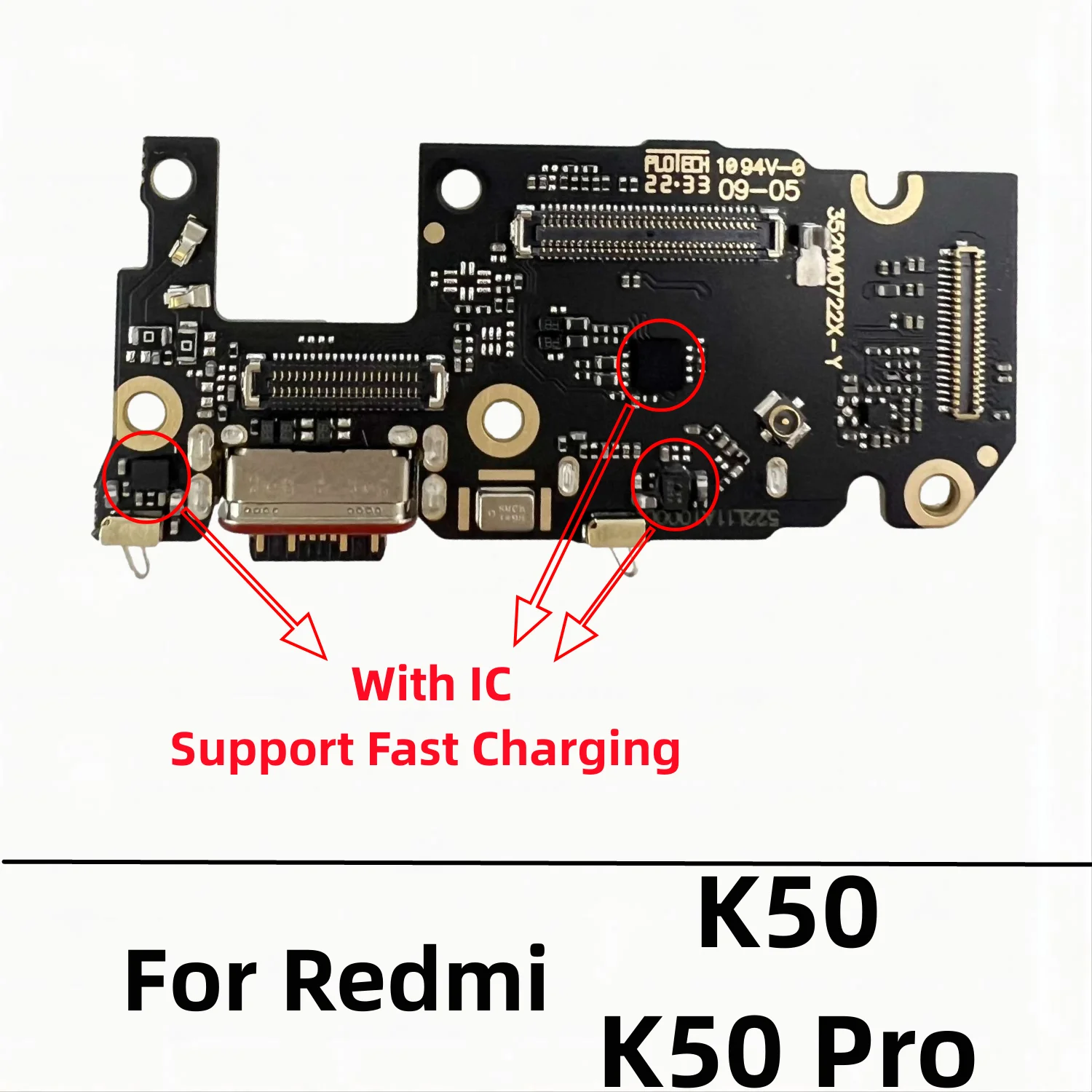 20 Pcs/Lot USB Charger For Xiaomi Redmi K50 Pro Dock Connector Board Charging Port Flex Cable Replacement Parts