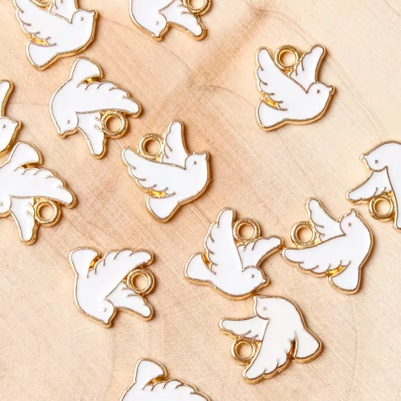 10pcs Peace Dove Enamel Pendants, Cute Bird Alloy Charms for Jewelry Making, Necklaces, Earrings and Keychain DIY Accessories