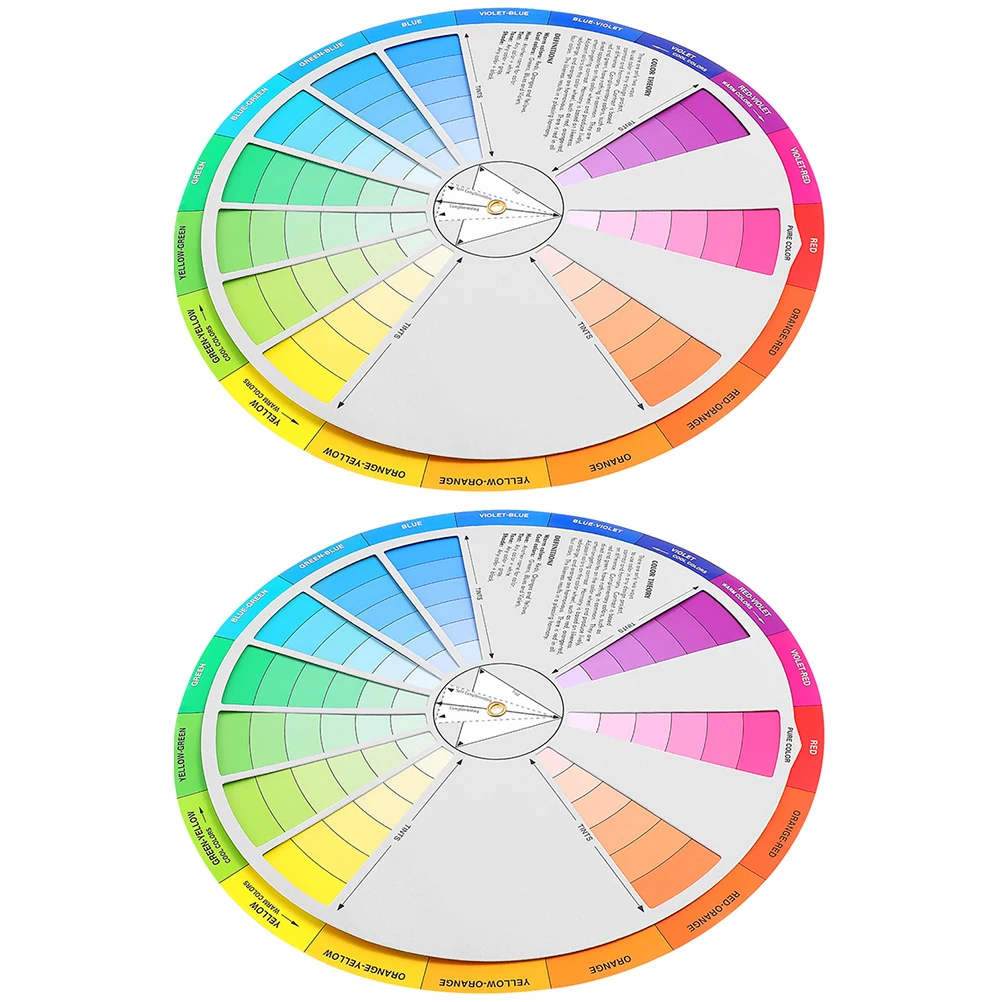 2Pcs Gradient Wheel Card Learning Chart Tool for Drawing Painting Nail Teaching Aid Standard Color Card Color Mixing Guide