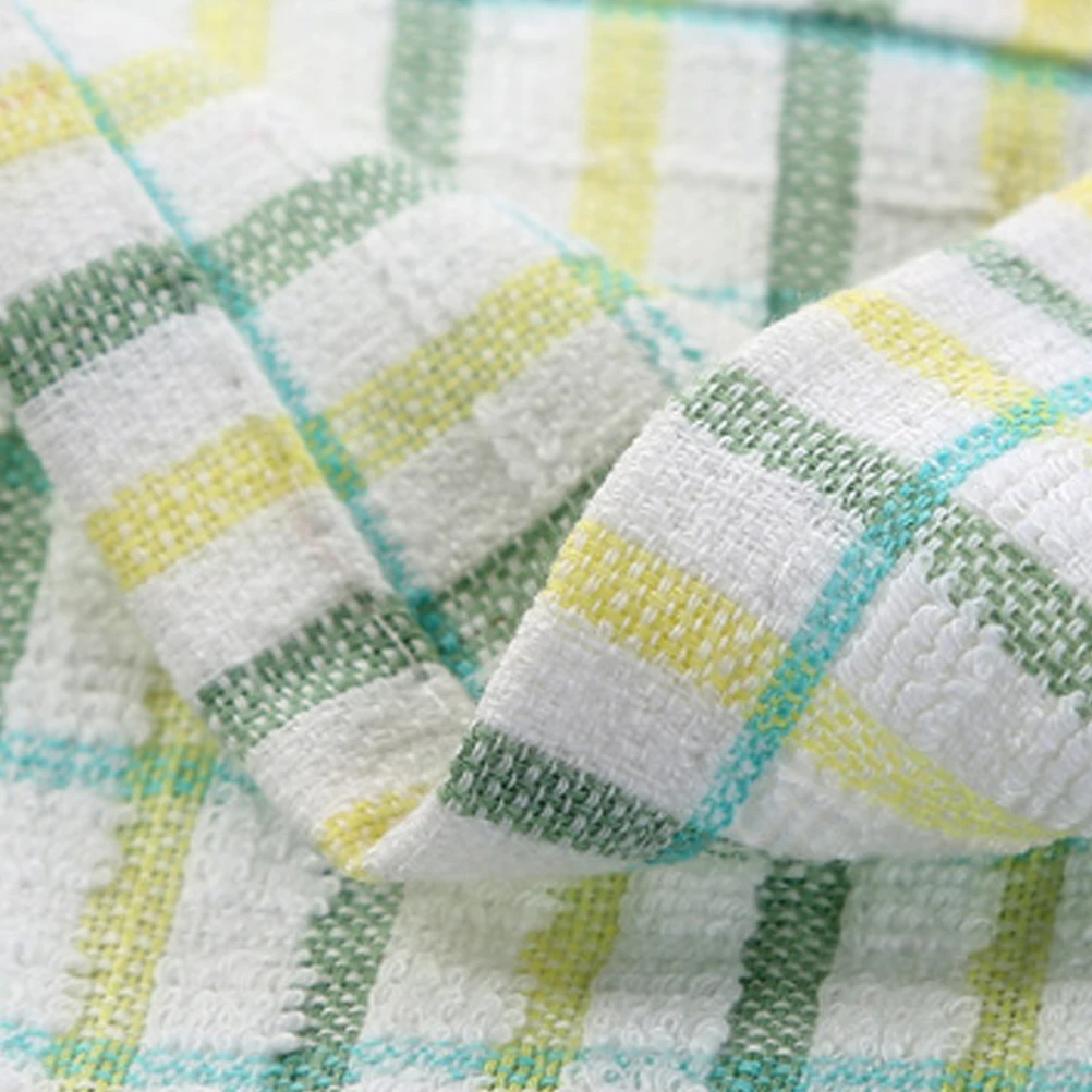 

Kitchen Rag Tea Towels Cotton Yarn Lint free Plaid Absorbent Non stick Window Glass Cloth Machine Washable Daily Use