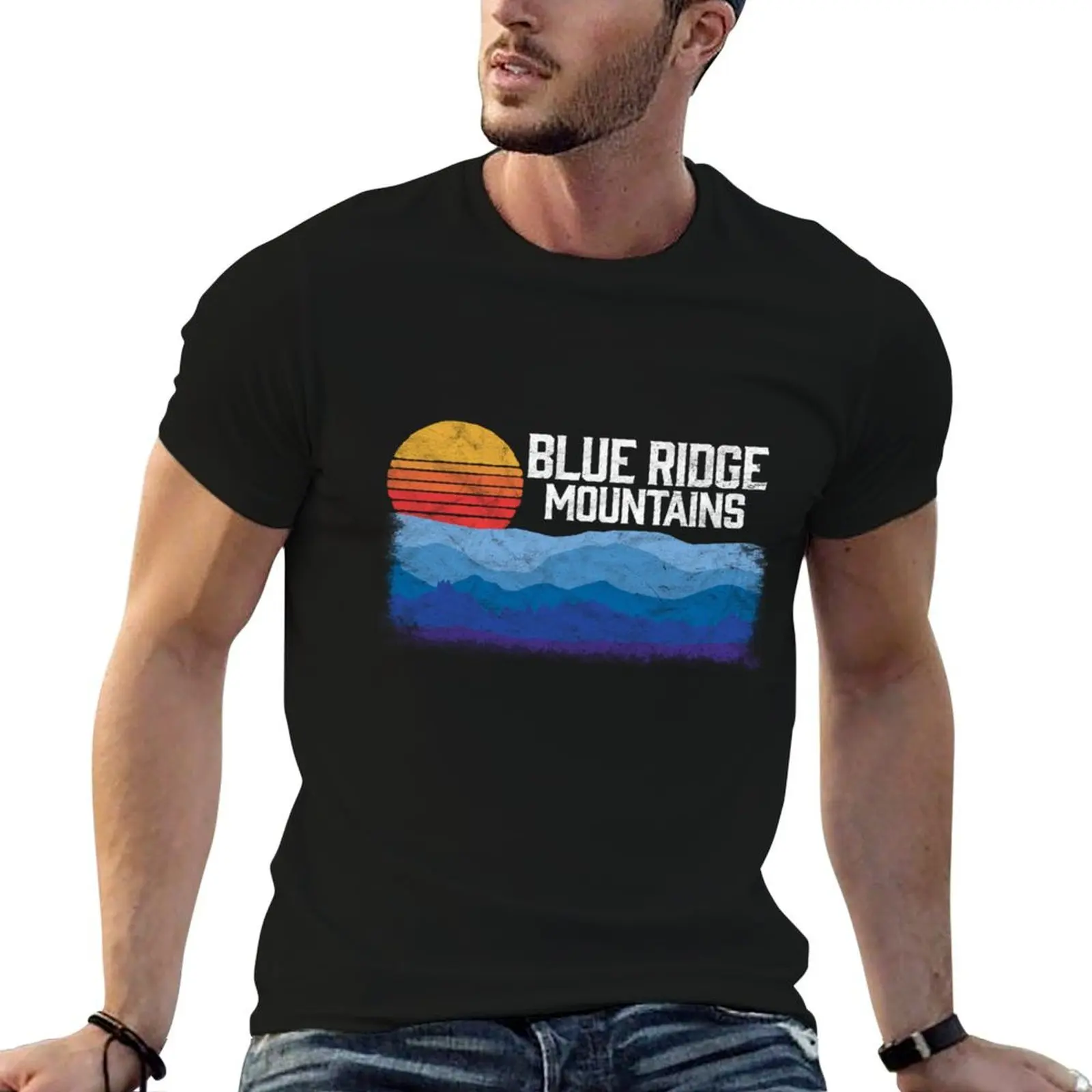 Appalachian Blue Ridge Mountains Retro Style T-Shirt Holiday Vacation Tee Shirt