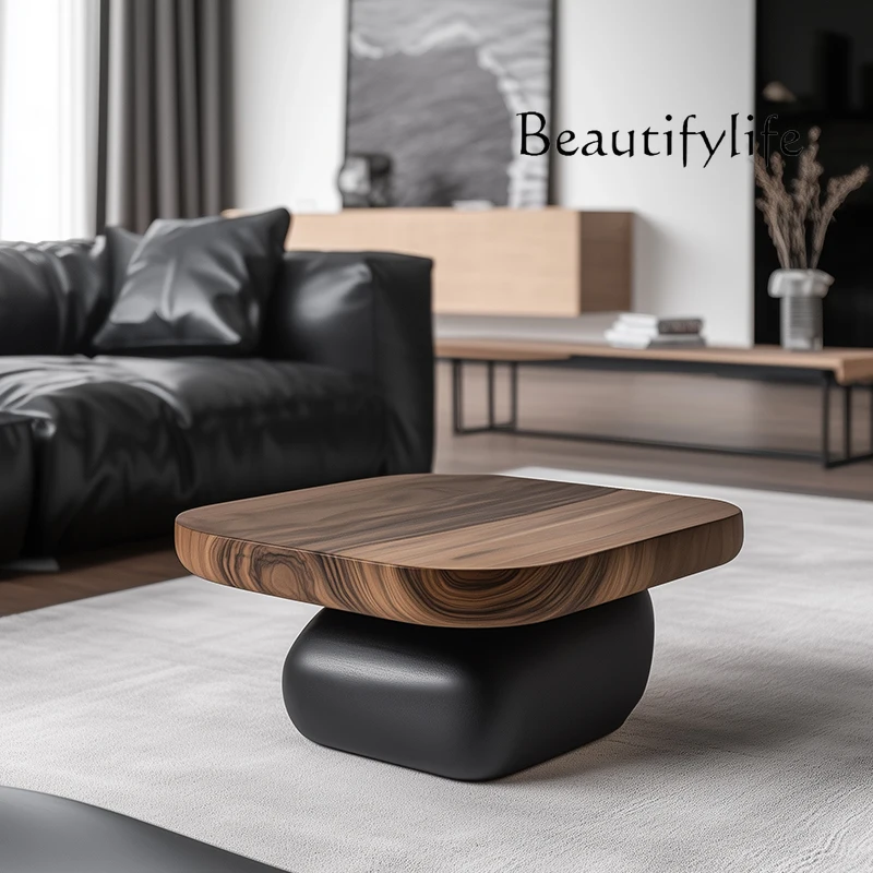 

Art minimalist coffee table household living room small square table design sense sofa side solid wood coffee table