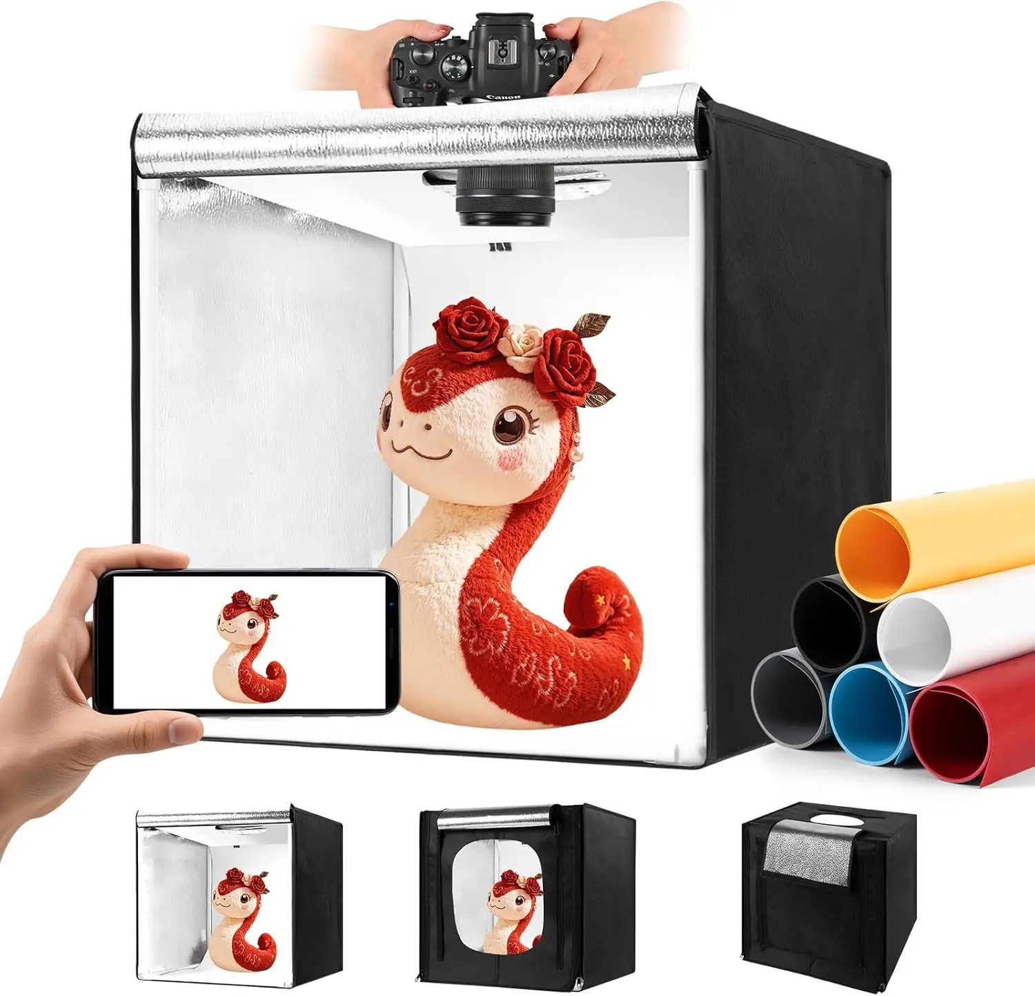 

Portable Photo Light Box Studio Kit with 189 LED Lights, 6 Backdrops, and Dimming Boards for Product Photography