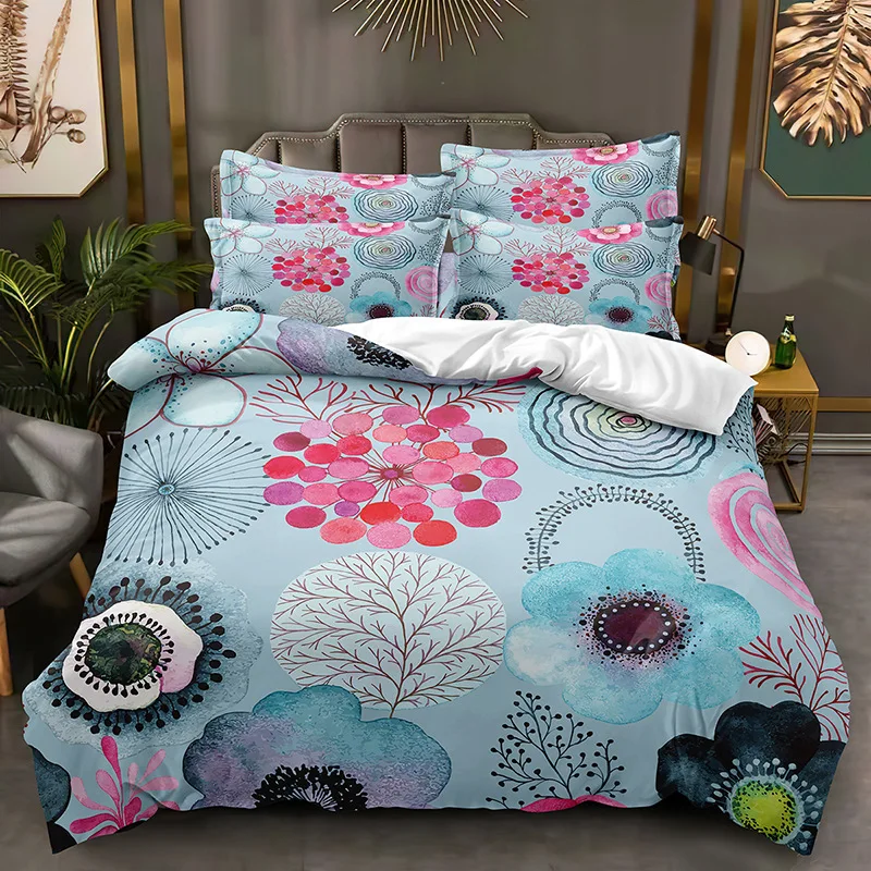

2/3pcs bedding set Digital Print Comfortable Duvet Cover for Home Bedroom Decoration, 1 Duvet Cover and 2pillowcase with Zippers