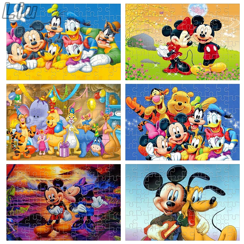 Disney Princess party puzzle Mickey Mouse Donald Winnie 300pcs Puzzle Adult Pressure Children's Educational Toys For Children