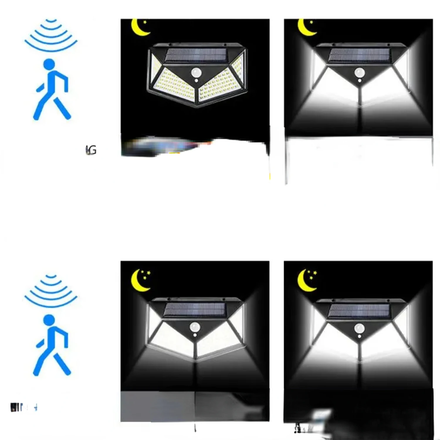 Nuova lampada da parete con sensore di movimento solare impermeabile 100LED efficiente, durevole e di lunga durata per migliorare il tuo spazio all'aperto. Luce solare-