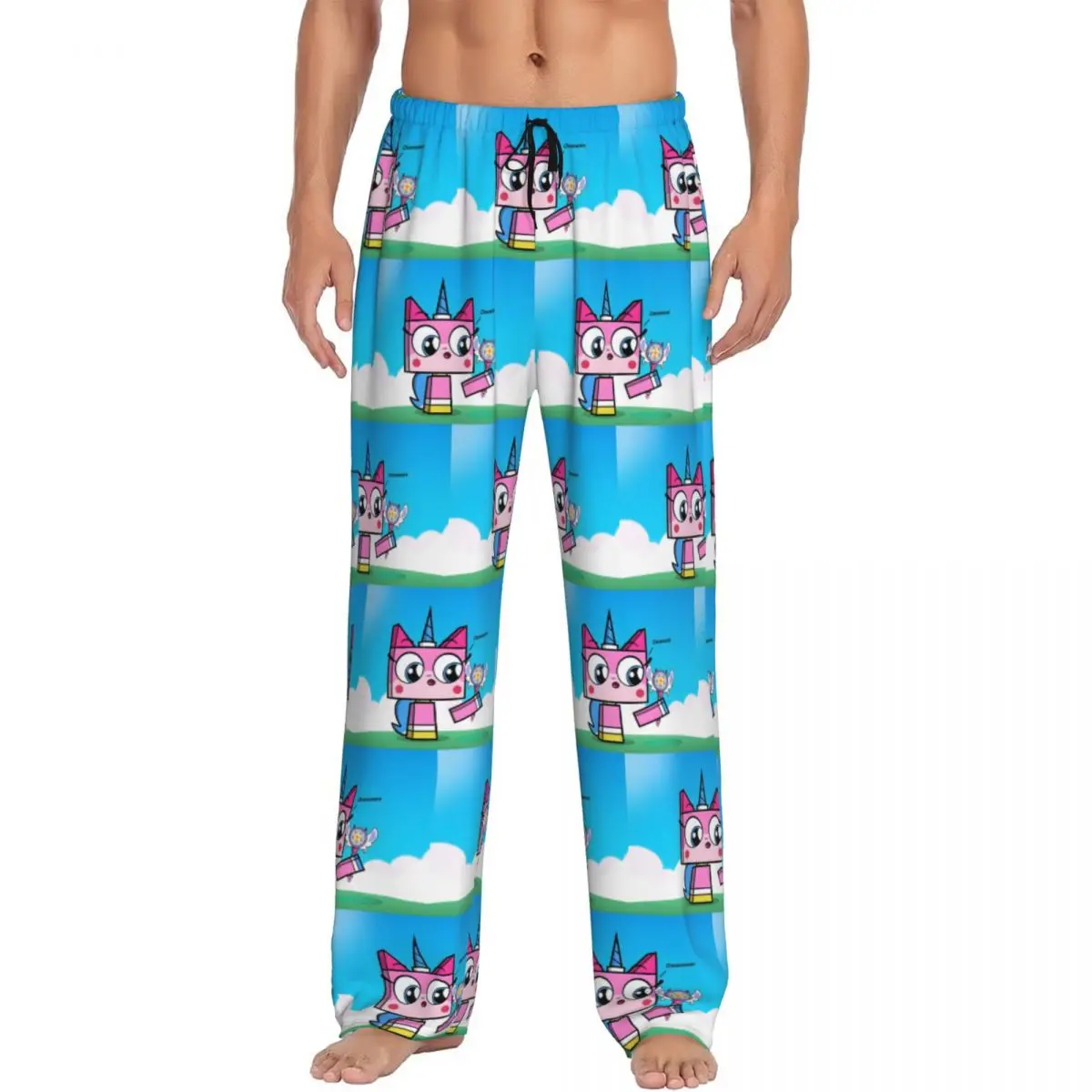

Custom Unikitty Pajama Pants Men Cute Cartoon Sleepwear Lounge Sleep Bottoms Stretch with Pockets