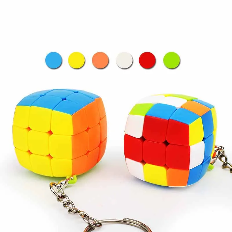 New Mini Bread Third-order Magic Cube Keychain Pendant Children Adult Decompression Puzzle Rotating Magic Cube Toys Gifts