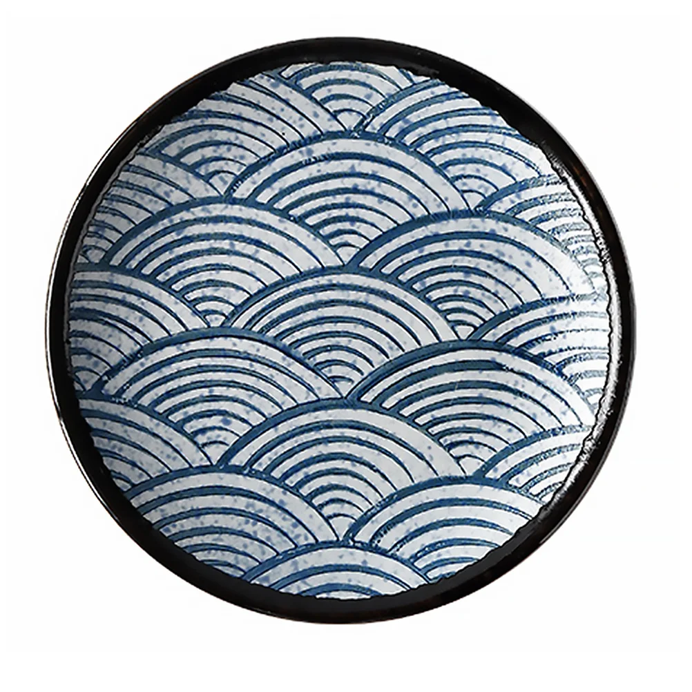

1Pcs Sea Wave Ripple Ceramic Food Plate 7inch Japanese Style Dining Dish Salad Dessert Steak Pasta Plate Salad Dish