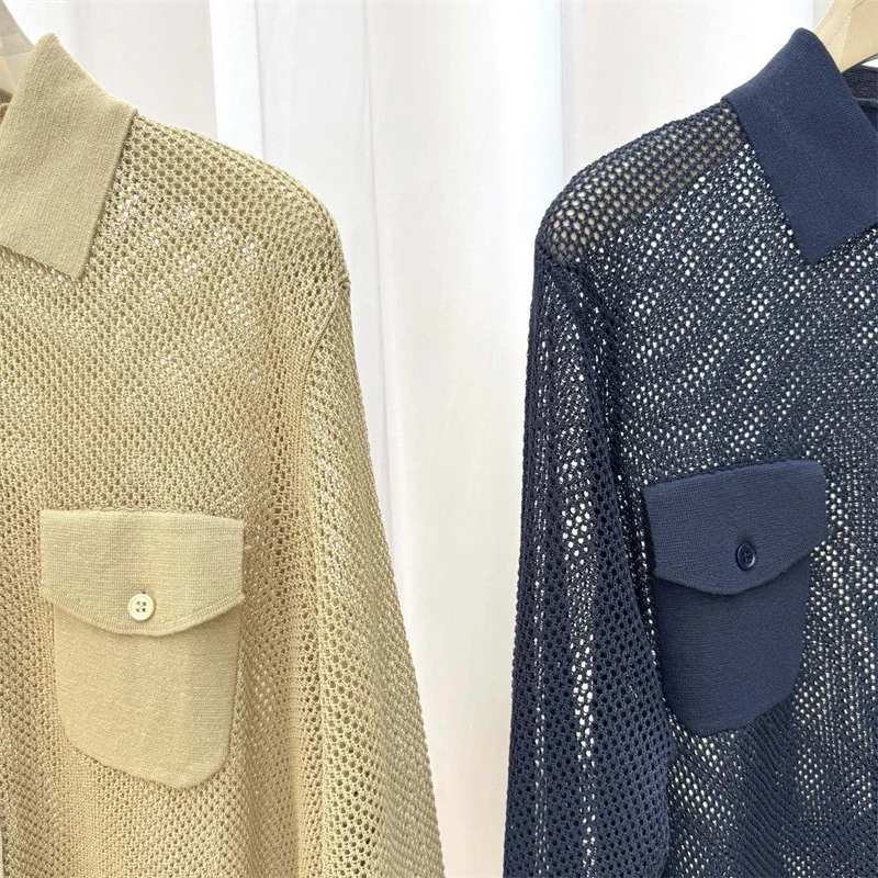 Strickjacke für Damen. Neues, elastisches, gestricktes, schmal geschnittenes Revers-Langarmoberteil für den Herbst 2022, dünner Y2K-Mantel aus Leinenmischung