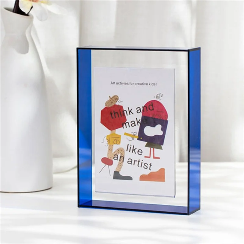 

AEE2-3Pcs Acrylic Picture Frames Color Block Unique Acrylic Decor DIY Picture Frame Colorful Table Dried Flower Picture Frame