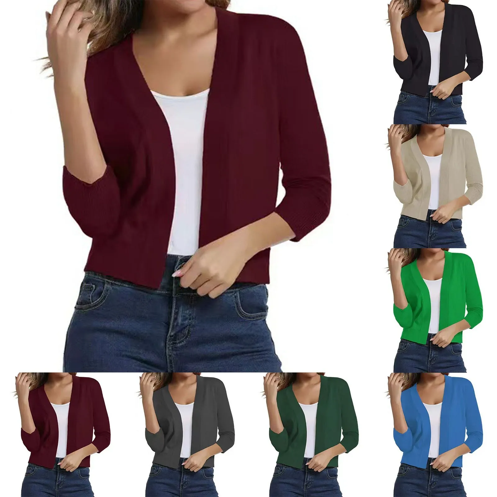 Women's Solid Color Knitwear Elegant Simple Versatile Short Coat Women's Cardigan