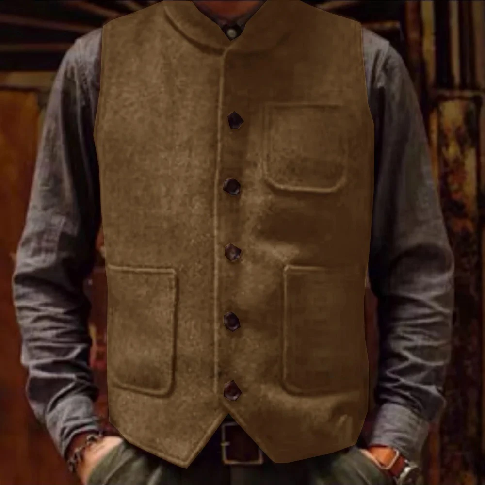 

Men's Vest Herringbone Men's Tweed V-Neck Slim Vest Men's Steampunk Jacket Wedding Clothing