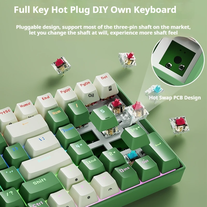 G100d Tri-Mode Mechanical Keyboard Gaming RGB Brown Switch Wired Bluetooth 2.4g Wireless Full Key Hot-Swap Ergonomic Keyboard