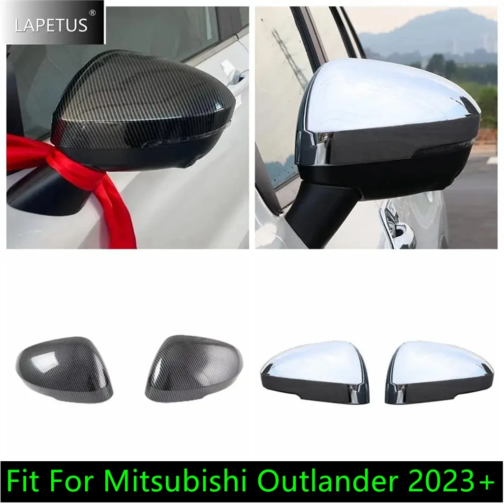 

For Mitsubishi Outlander 2023 2024 Car Chrome / Carbon Fiber Rearview Mirror Cap Shell Decor Protection Cover Trim Accessories