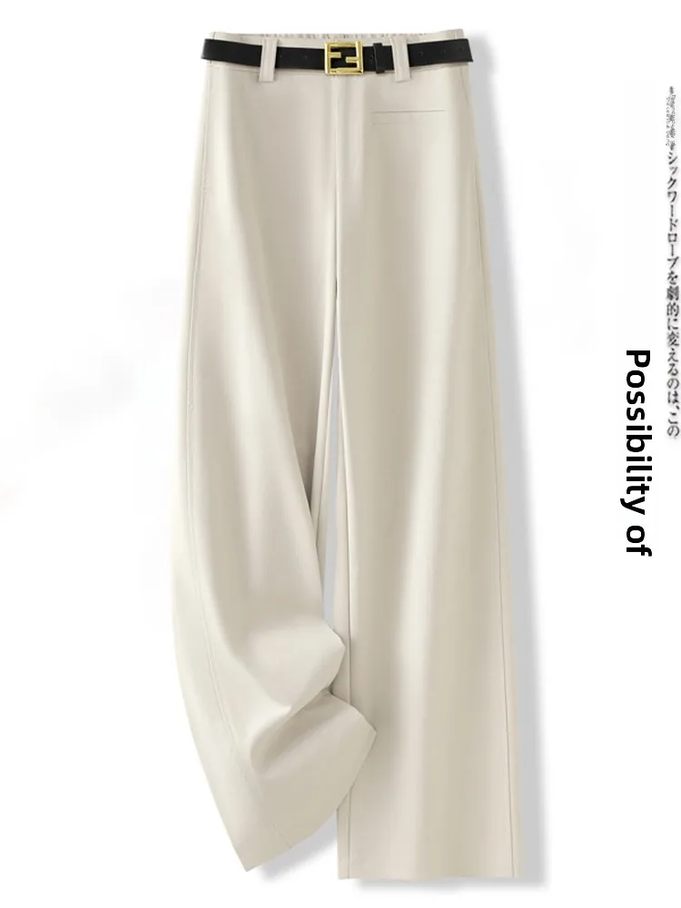 Pantalones de traje drapeados de cintura alta adelgazantes, cómodos pantalones de pierna ancha sueltos para mujer, pantalones hasta el suelo para ir al trabajo Sle otoño 2025