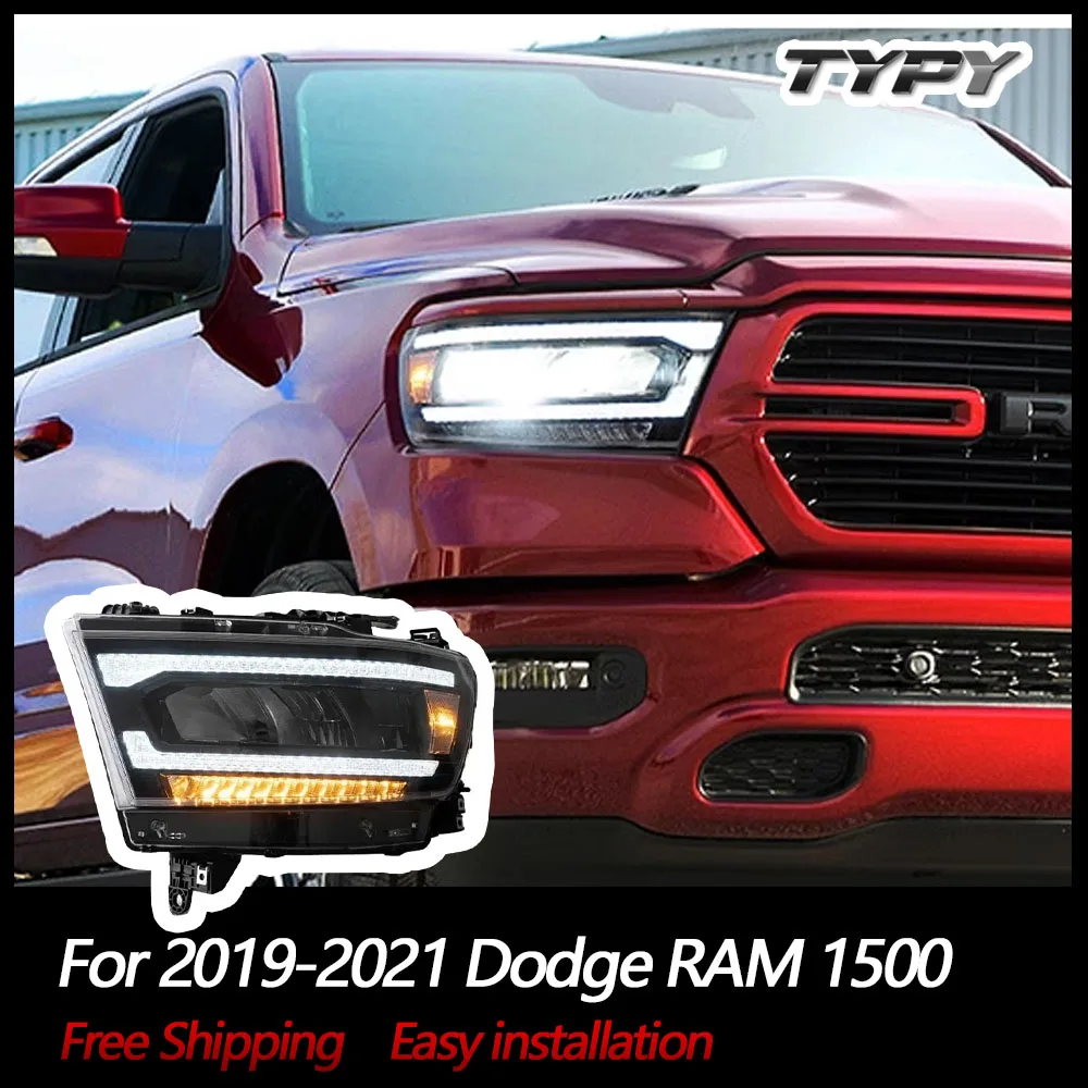 Car Accessories LED Head Lights Assembly For 2019-2021 Dodge RAM 1500 with Reflectors Tradesman, Bighorn, Laramie, Rebel