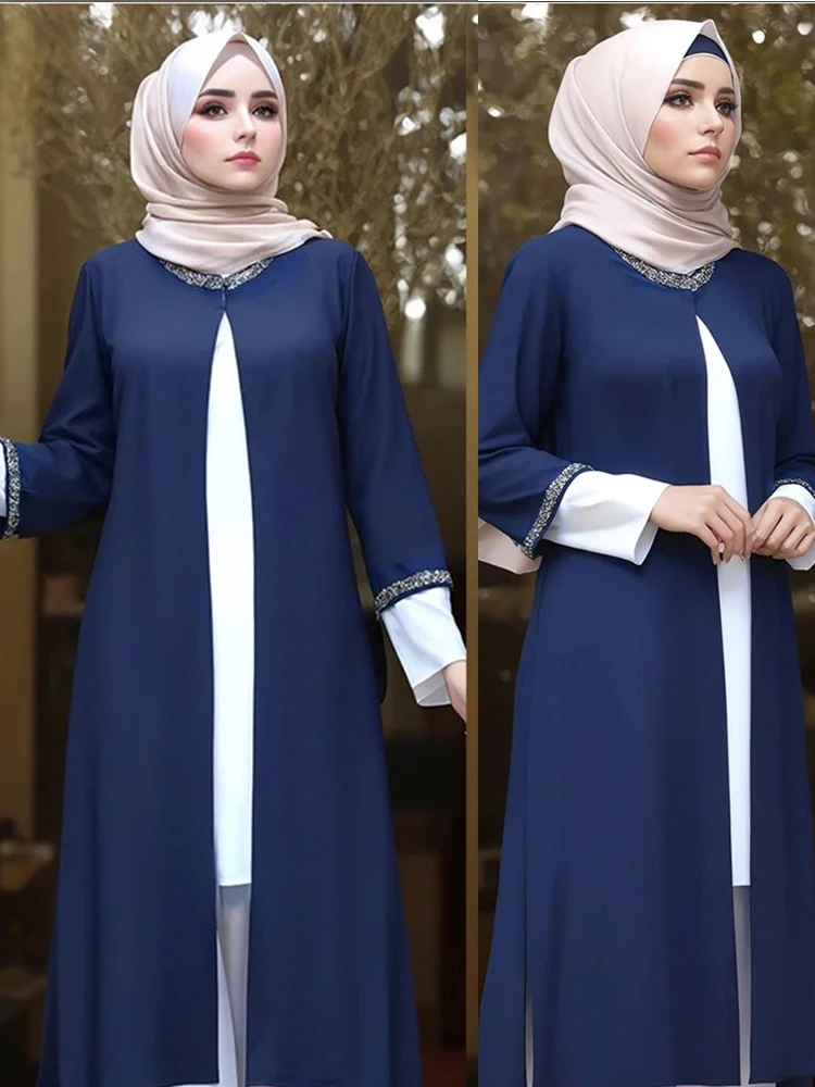 Eid Muslim Cardigan for Women Abaya one Piece Ramadan Abayas Woman Turkey Kimono Robe Moroccan Caftan Vestidos 2023