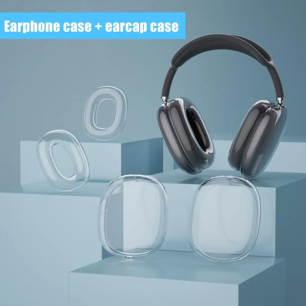 Earphones Protective Case 360 Degree Transparent Protective Case Silicone Cover Set for Max Anti yellowing Tpu Washable