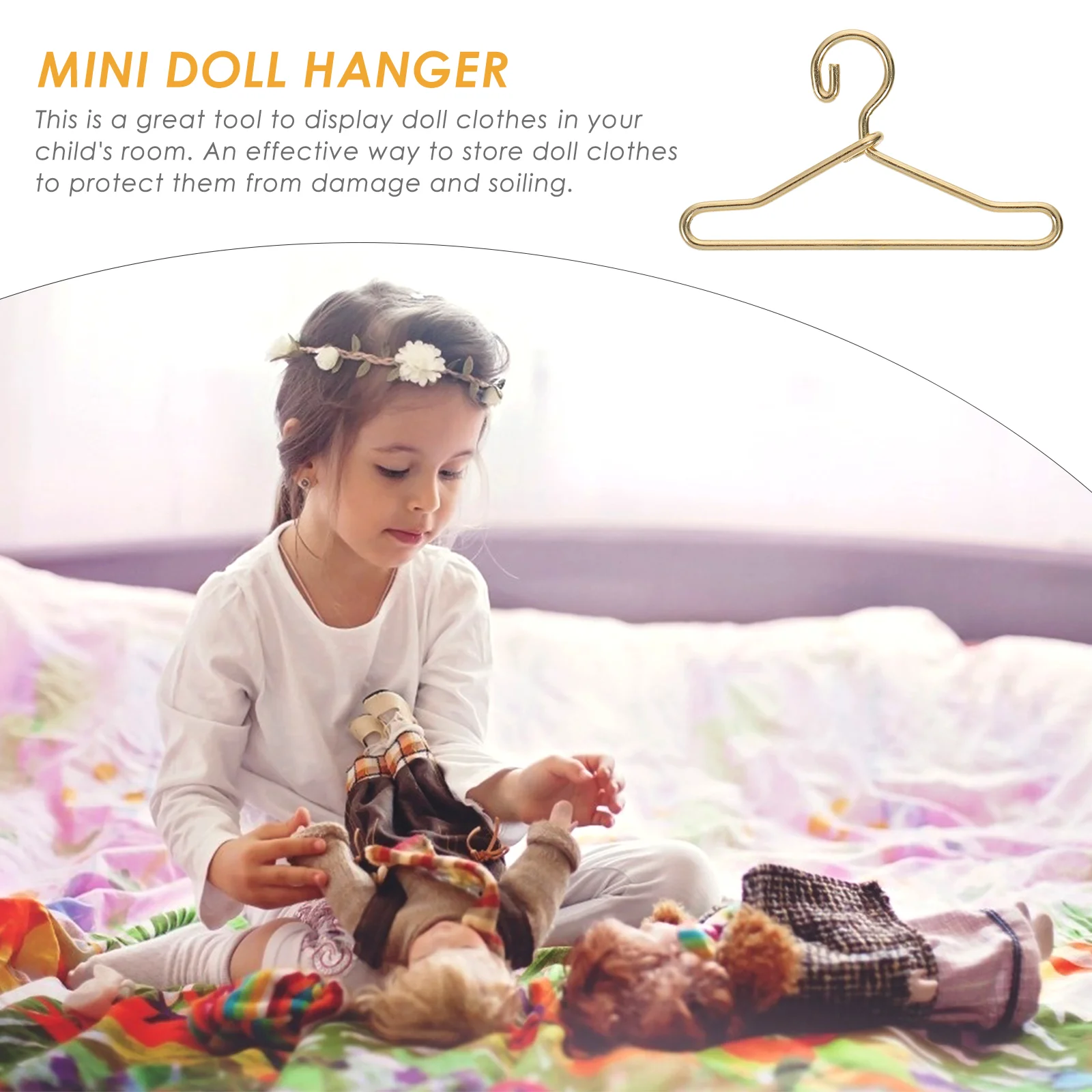 50 Pcs Mini Hanger Clothes Hangers Miniature Wire Stand Dolls Baby Room Holder Dress for Metal